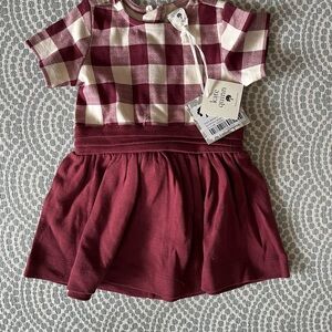 Kate Quinn Burgundy Checkered Baby Dress